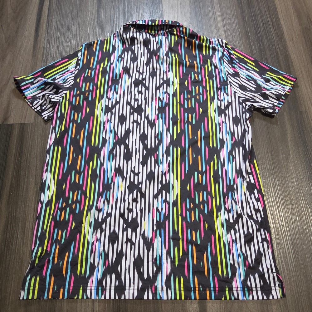 Sunday Swagger Mens Golf Polo Shirt Multicolor Ikat Stripe Performance Size M - Picture 9 of 9